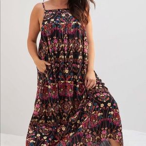 Anthropologie quilted floral maxi dress
